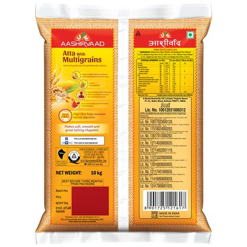 Aashirvaad Atta With Multigrains - High Fibre, Soft Rotis, 10 kg