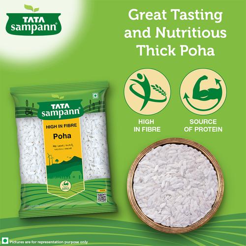 Tata Sampann White Thick Poha - High In Fibre, 1 Kg Pouch