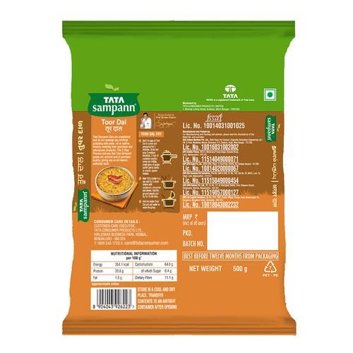 Tata Sampann Toor Dal/Togari Bele, 500 g Pouch